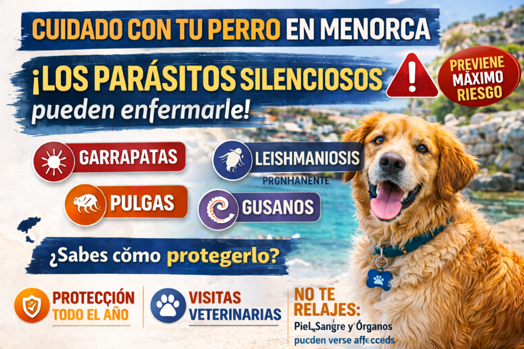 Descubre los principales parásitos en perros en Menorca y cómo proteger a tu mascota de garrapatas, pulgas o leishmaniosis.