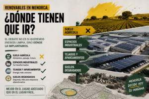 ¿Por qué las renovables en Menorca se implantan en suelo agrícola si existen otras opciones? Analizamos el modelo y sus contradicciones.