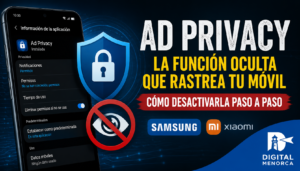 Imagen sobre Ad Privacy en Android mostrando cómo desactivar el rastreo oculto en móviles Samsung y Xiaomi.