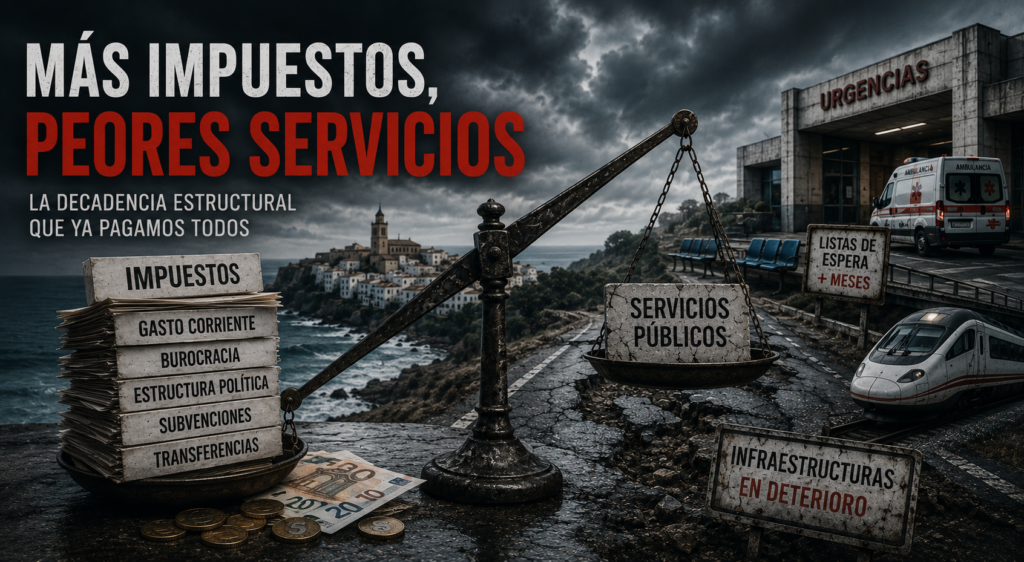 más impuestos y peores servicios públicos en España decadencia estructural
