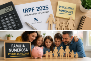 deducciones familiares renta 2025 declaración IRPF. familia numerosa ayudas renta 2025