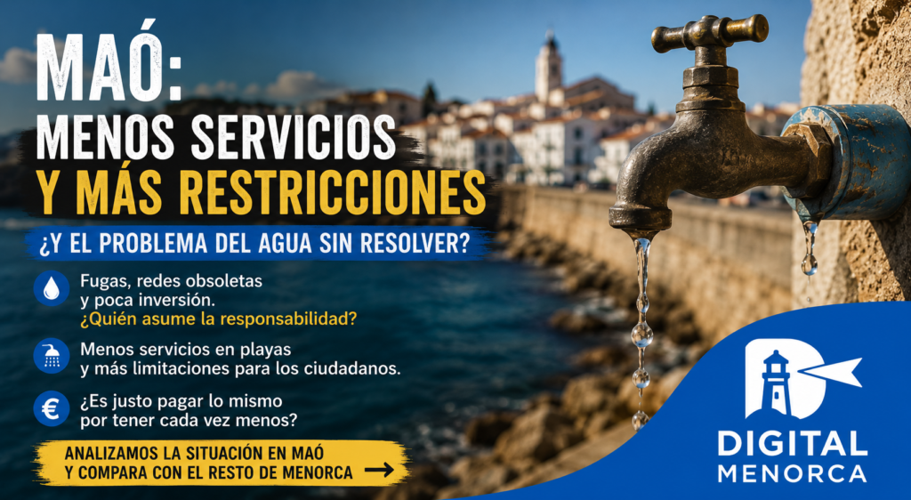 Infraestructuras de agua en Maó y restricciones al consumo