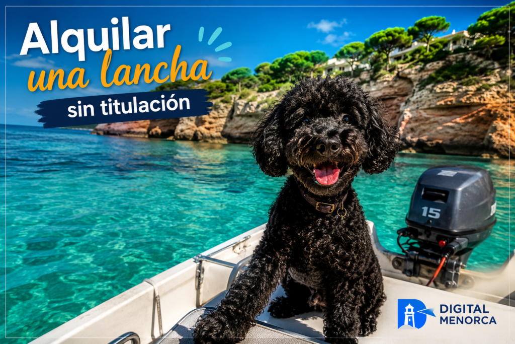 Wilco disfruta de un paseo en una lancha sin titulación por las aguas cristalinas de Menorca frente a una cala de la costa sur.