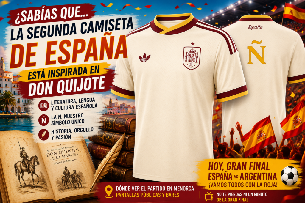 Descubre por qué la segunda camiseta de España está inspirada en Don Quijote y la literatura española. Además, dónde ver la final del Mundial en Menorca.