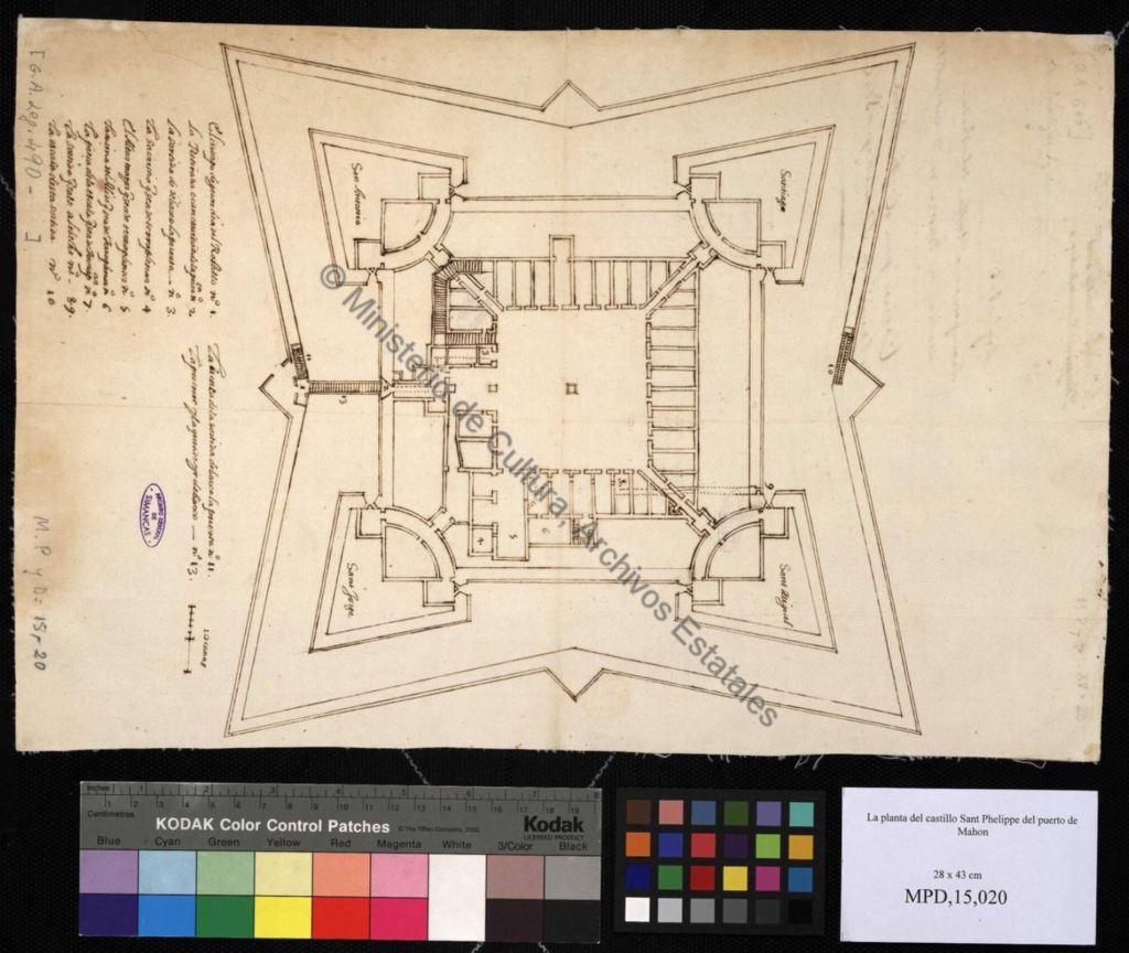 Plano del Castillo de San Felipe de Mahón de 1597