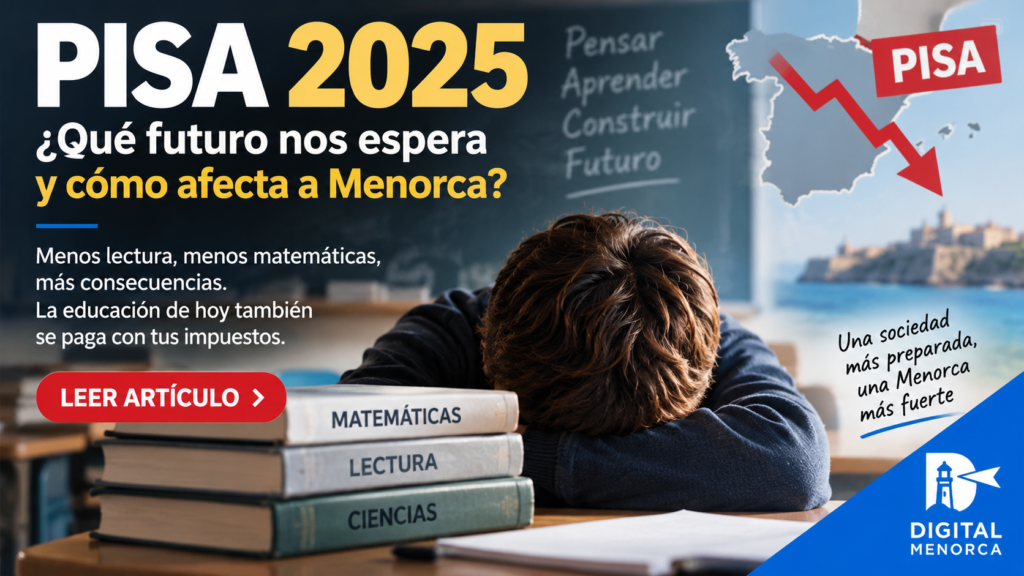 PISA 2025 alerta sobre las competencias educativas en España y sus posibles efectos sobre la economía y el futuro de Menorca.