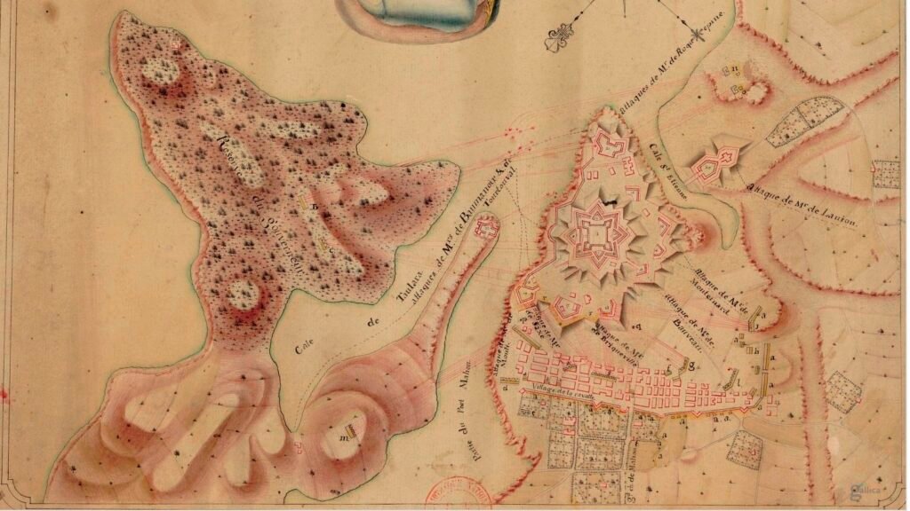 Plano del asedio francés al Castillo de San Felipe en 1756