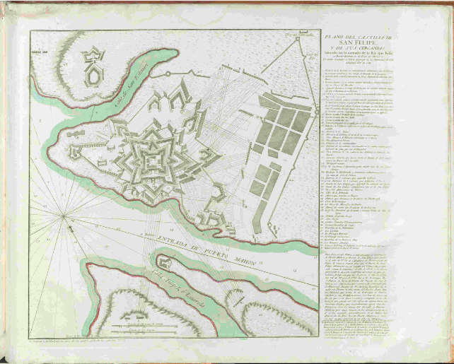 Plano histórico del Castillo de San Felipe y sus cercanías